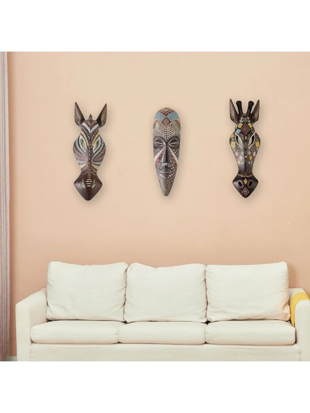 Hand-Carved African Tribal Wall Mask Sculpture | Unique Home Decor Art Piece